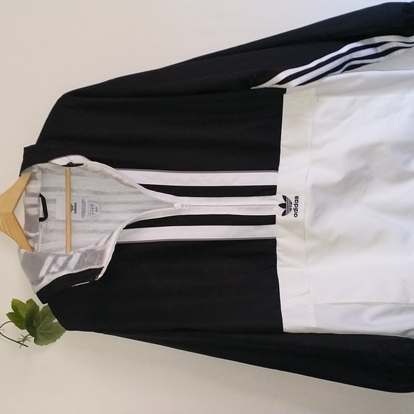 Adidas Pullover Hoodie Jacket Outerwear Mens Black and White Size Large - Picture 3 of 12